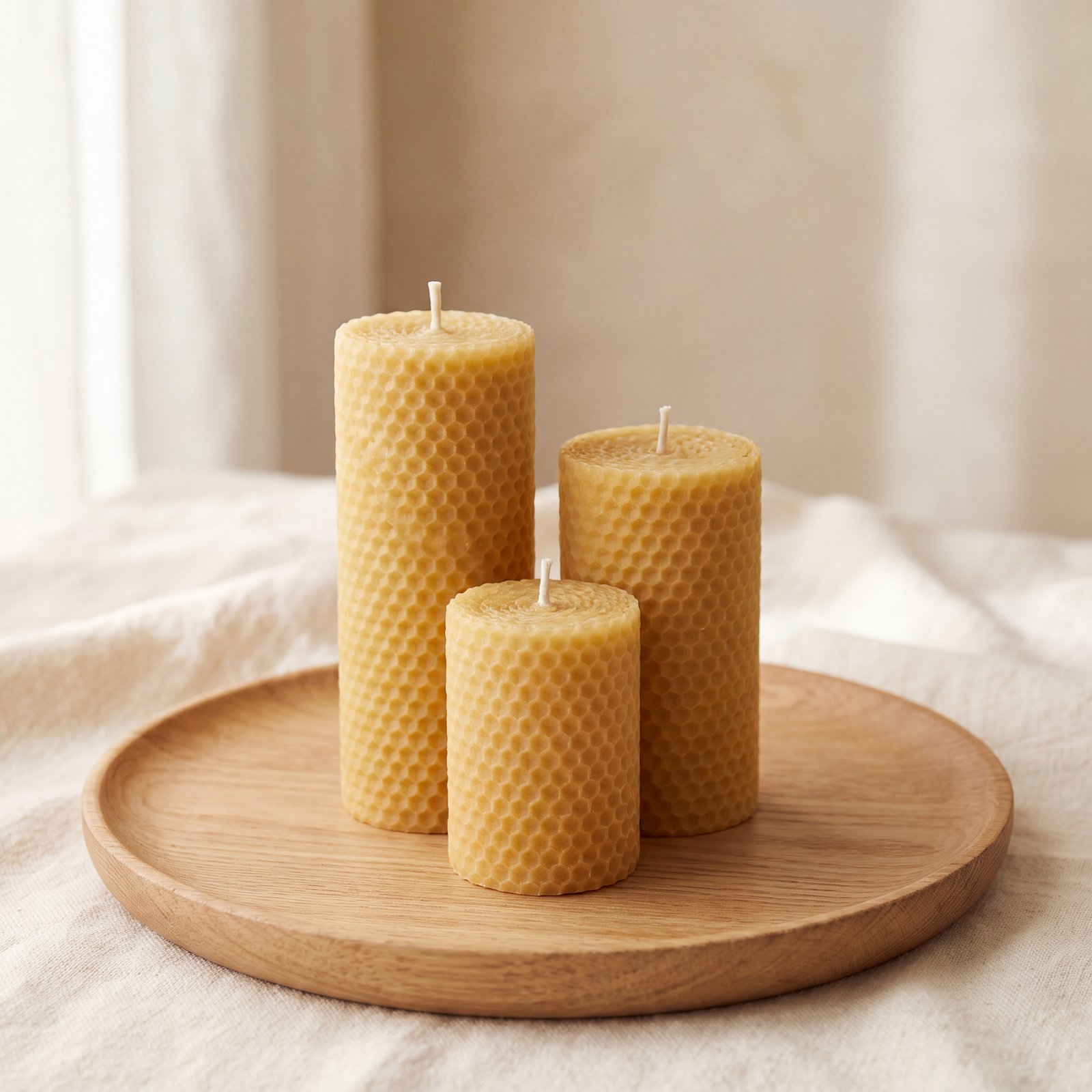 Beeswax Pillar Trio