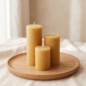Beeswax Pillar Trio