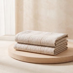 Linen Tea Towel Pair — Sand Stripe
